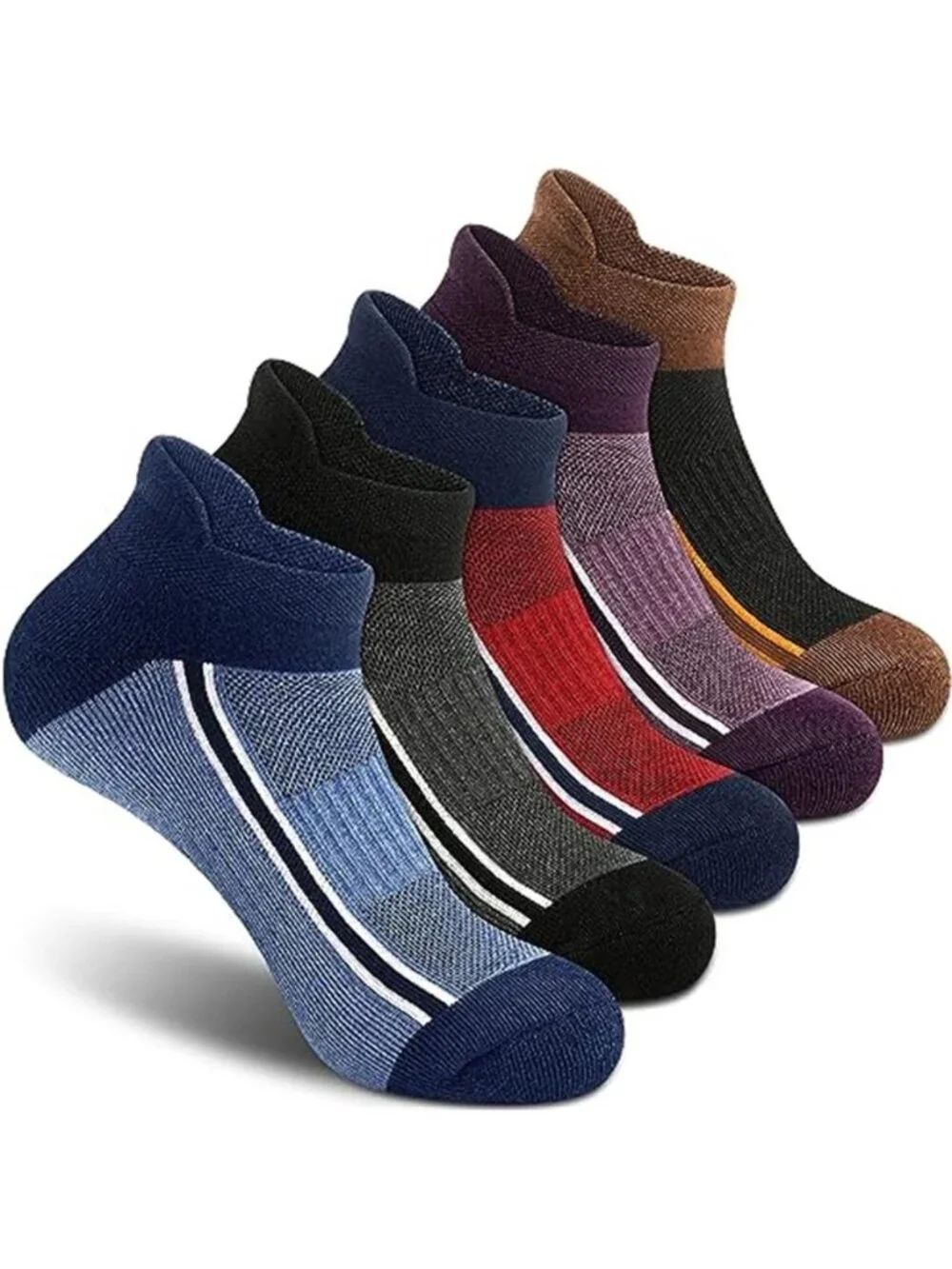 5 Pairs Men's Running Athletic Ankle Socks Thick Cushioned Low Cut Socks